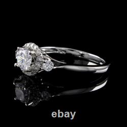 Vintage Style 1.30 Carat Round Cut Simulated Diamond Sterling Silver Halo Ring