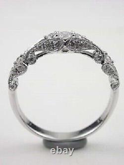 Vintage Style 1Ct Round Simulated Art Deco Wedding 925 Sterling Silver Band Ring
