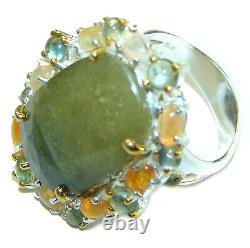 Vintage Style 22.5 carat Jade. 925 Sterling Silver handmade Cocktail Ring siz