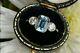 Vintage Style Art Deco Aquamarine & Diamond Ring 14k White Gold Over Silver
