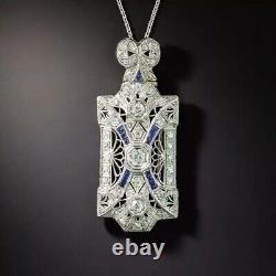 Vintage Style Art Deco Lab Created Diamond 925 Sterling Silver Pendant For Her