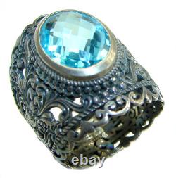 Vintage Style Blue Beauty 11.5 carat Blue Swiss Topaz. 925 Sterling Silver