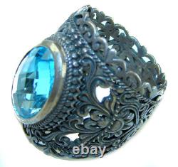 Vintage Style Blue Beauty 11.5 carat Blue Swiss Topaz. 925 Sterling Silver