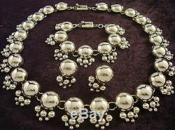 Vintage Style Taxco Mexican 925 Sterling Silver Deco Bead Beaded Necklace Mexico
