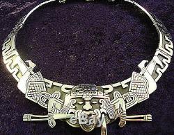 Vintage Style Taxco Mexican 950 Sterling Silver Native Tribal Necklace Mexico