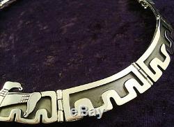 Vintage Style Taxco Mexican 950 Sterling Silver Native Tribal Necklace Mexico