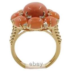 Vintage Syn Coral Cocktail Ring 925 Sterling Silver Magnificent Jewel For Women