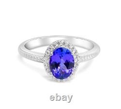 Vintage Tanzanite Ring Sterling Silver Oval Cut Tanzanite Engagement Ring