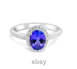 Vintage Tanzanite Ring Sterling Silver Oval Cut Tanzanite Engagement Ring