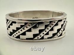 Vintage Taxco Mexican Sterling Silver Cuff Bracelet 72.4g