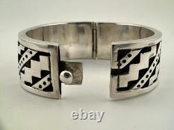 Vintage Taxco Mexican Sterling Silver Cuff Bracelet 72.4g