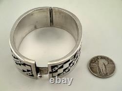 Vintage Taxco Mexican Sterling Silver Cuff Bracelet 72.4g
