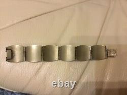 Vintage Taxco Mexican Style Sterling Silver Panel Bracelet 925-6.5