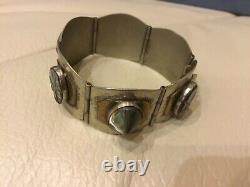 Vintage Taxco Mexican Style Sterling Silver Panel Bracelet 925-6.5