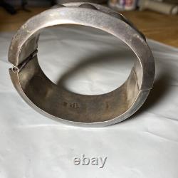 Vintage Taxco Mexico FHV 925 Sterling Silver Ball Bead Clamper Bangle 74g