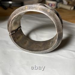 Vintage Taxco Mexico FHV 925 Sterling Silver Ball Bead Clamper Bangle 74g