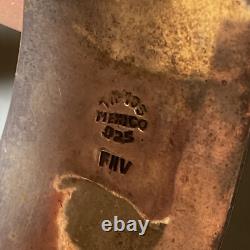 Vintage Taxco Mexico FHV 925 Sterling Silver Ball Bead Clamper Bangle 74g