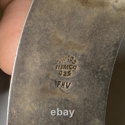 Vintage Taxco Mexico FHV 925 Sterling Silver Ball Bead Clamper Bangle 74g