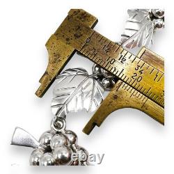 Vintage Taxco Mexico Sterling Silver Grape Leaf Vine Link Bracelet 7.5- 0956