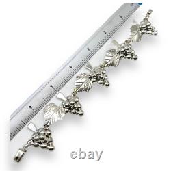 Vintage Taxco Mexico Sterling Silver Grape Leaf Vine Link Bracelet 7.5- 0956