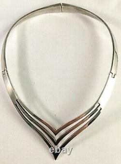 Vintage Taxco Mexico Sterling Silver Pointed Collar or Choker Necklace 3.05 Oz