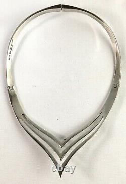 Vintage Taxco Mexico Sterling Silver Pointed Collar or Choker Necklace 3.05 Oz