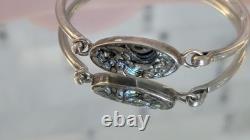 Vintage Taxco Sterling Silver Abalone Cuff Bracelet Mexico 925 Oval Abalone