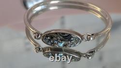 Vintage Taxco Sterling Silver Abalone Cuff Bracelet Mexico 925 Oval Abalone
