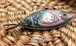 Vintage Taxco Sterling Silver Abalone Fish Brooch EHC Eagle 2 Hallmark 4.87 G