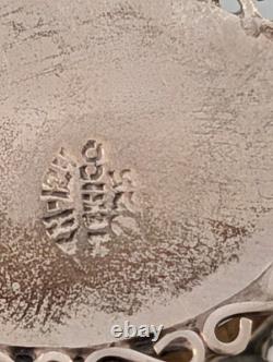 Vintage Taxco Sterling Silver Pressed Flower Pendant Necklace Resin Italy Chain