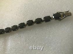 Vintage Tennis Bracelet Black Onyx Sterling Silver 1950's