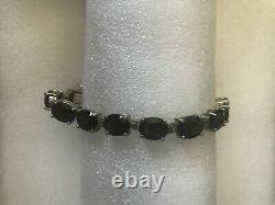 Vintage Tennis Bracelet Black Onyx Sterling Silver 1950's