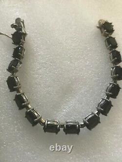 Vintage Tennis Bracelet Black Onyx Sterling Silver 1950's