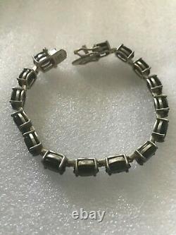 Vintage Tennis Bracelet Black Onyx Sterling Silver 1950's