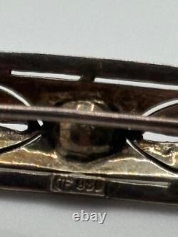 Vintage Theodor Fahrner Art Deco 935 Sterling Silver Carnelian Marcasite Brooch