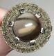 Vintage Theodor Fahrner Germany Gilt Sterling Silver Smoky Quartz Marcasite Ring