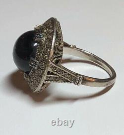 Vintage Theodor Fahrner Germany Gilt Sterling Silver Smoky Quartz Marcasite Ring