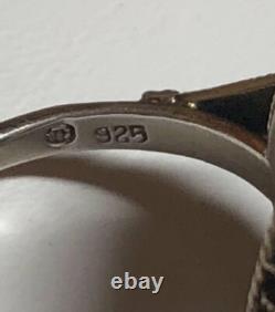 Vintage Theodor Fahrner Ring Germany Gilt Sterling Silver Smoky Quartz Marcasite