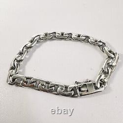 Vintage Thick Sterling Silver Curb Chain Bracelet Mens Jewellery 925 23cm 50g T4