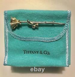 Vintage Tiffany & Co Sterling Silver Rose Stem Brooch pin