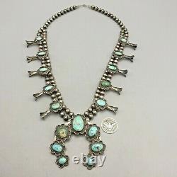 Vintage Traditional Navajo Style Squash Blossom Necklace