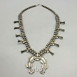 Vintage Traditional Navajo Style Squash Blossom Necklace