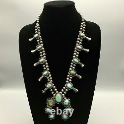 Vintage Traditional Navajo Style Squash Blossom Necklace