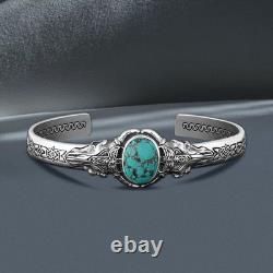 Vintage Turquoise Mens Bracelet 925 Sterling Silver Bracelet Birthday Gift Him