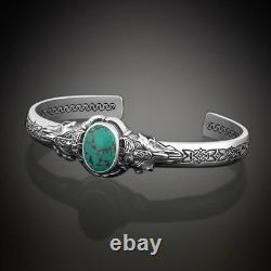 Vintage Turquoise Mens Bracelet 925 Sterling Silver Bracelet Birthday Gift Him