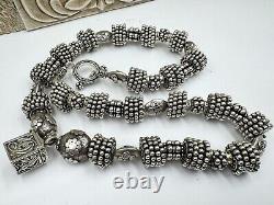 Vintage Unique Balinese Bali 274g Sterling Silver Ball Bead Necklace 20