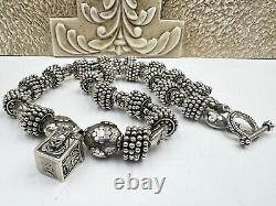 Vintage Unique Balinese Bali 274g Sterling Silver Ball Bead Necklace 20