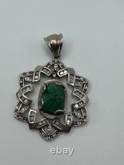 Vintage Unisex Big Sterling Silver 925 Turquoise Pendant