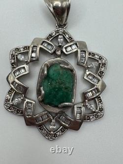 Vintage Unisex Big Sterling Silver 925 Turquoise Pendant