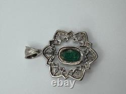 Vintage Unisex Big Sterling Silver 925 Turquoise Pendant